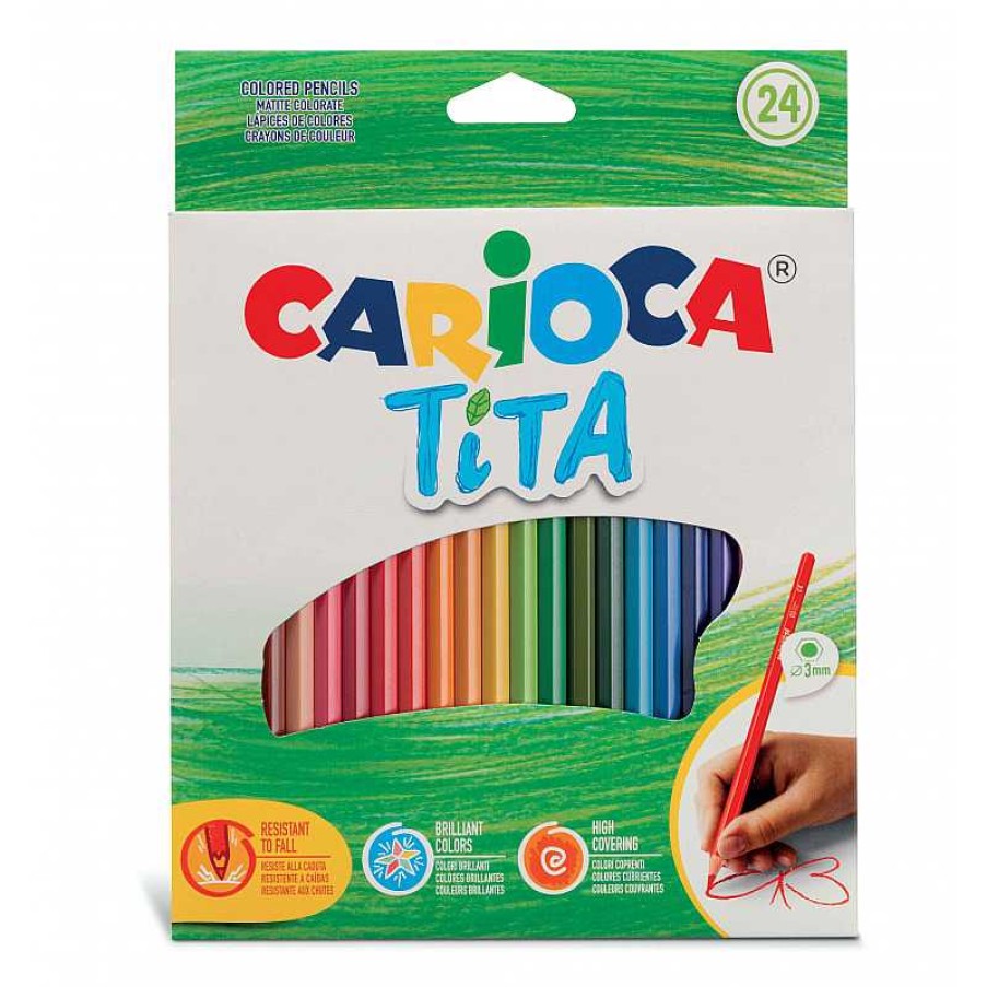 CARIOCA TITA WOOD FREE HEXAGONAL COLORED PENCILS 24PCS RESIN MATERIAL